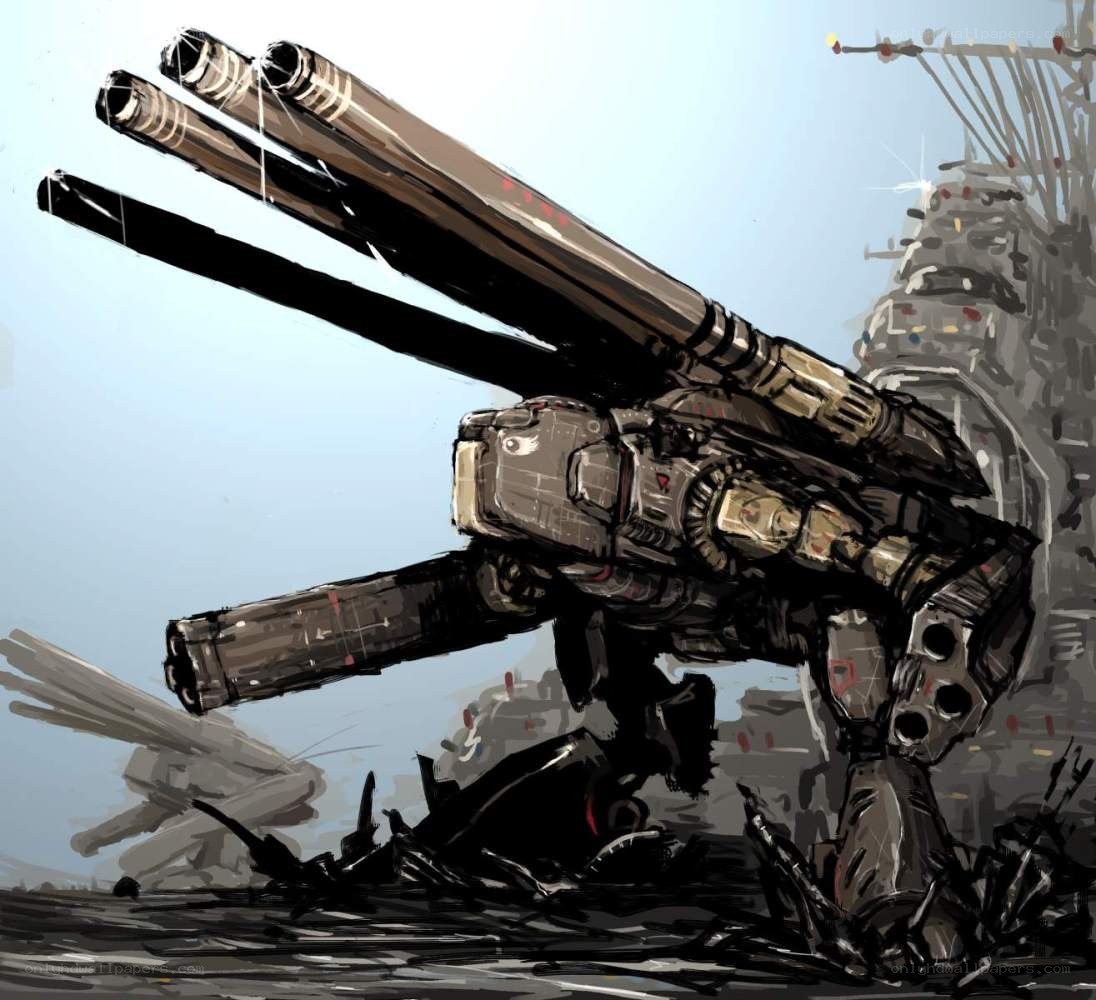 mech with triple cannons