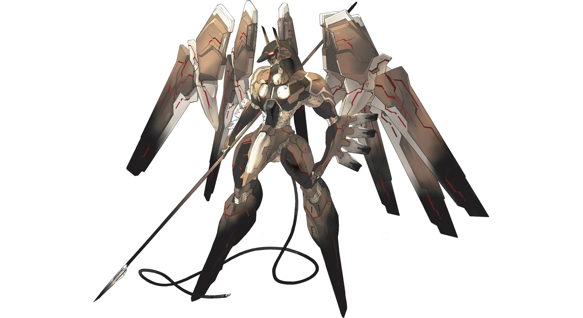 mech with wings and spear