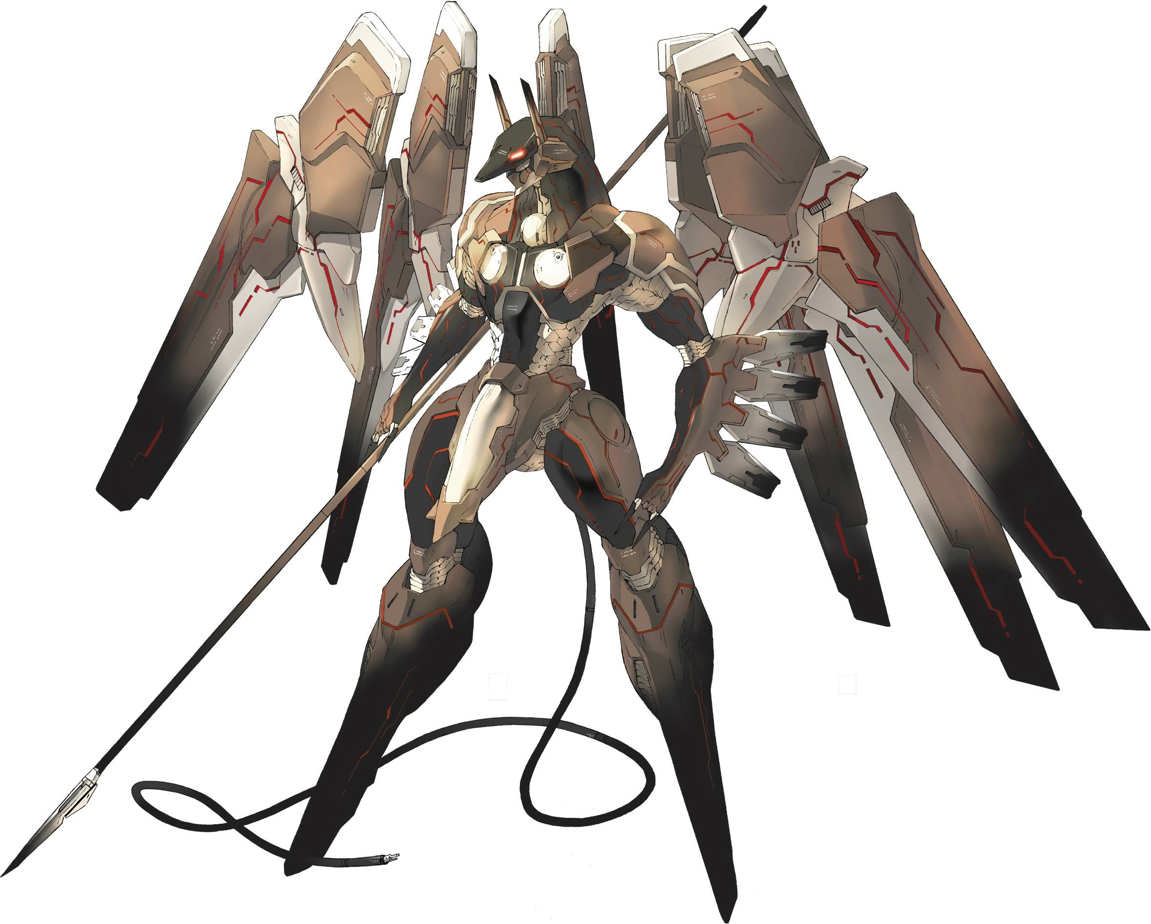 mech with wings and spear