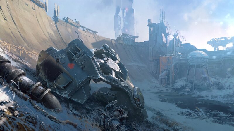 Mech Wreckage in Snow