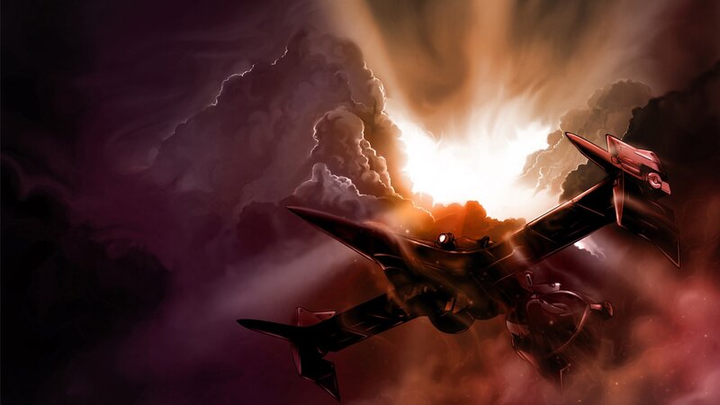 Mecha Aircraft in Storm — Black