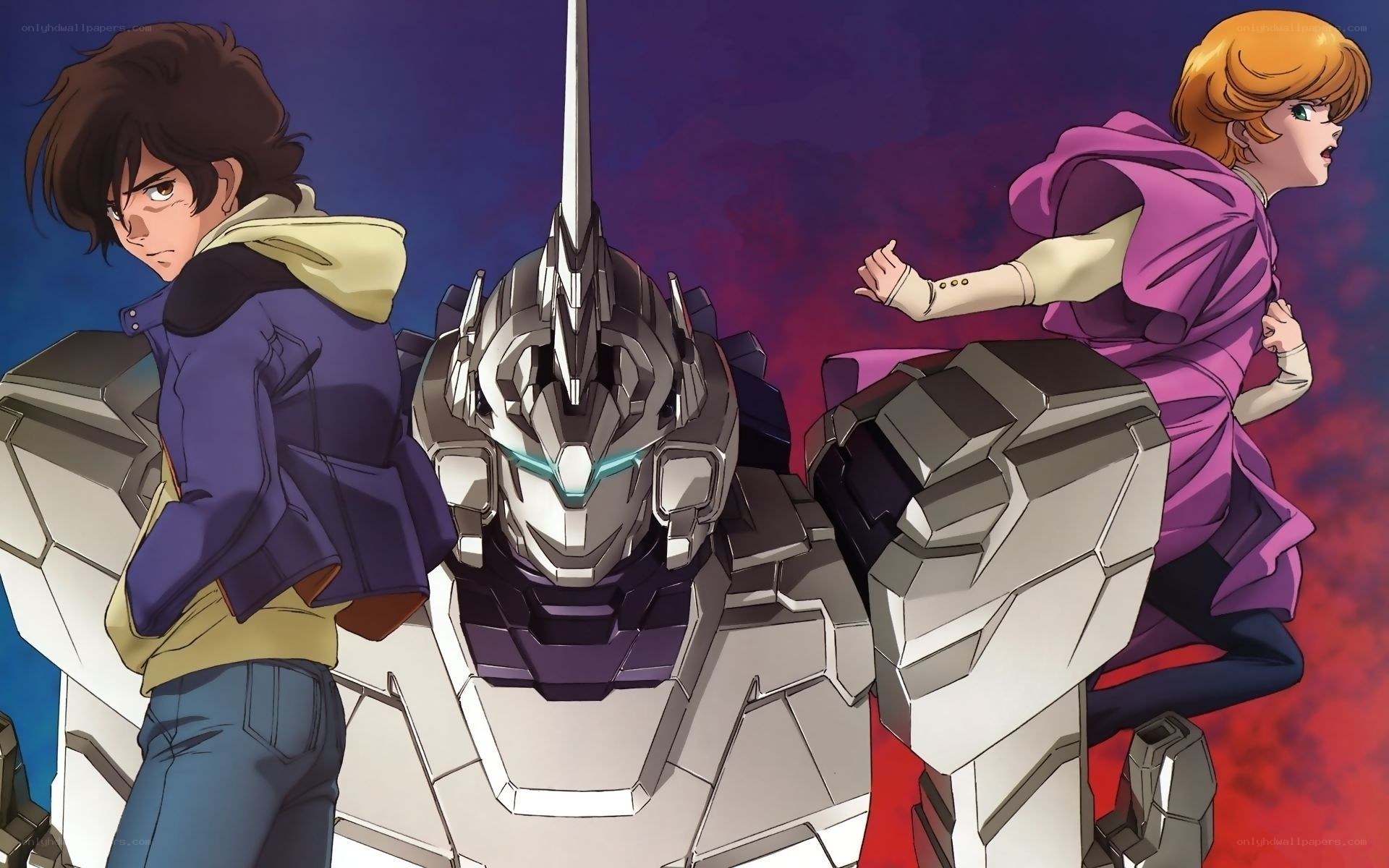 mecha and two characters