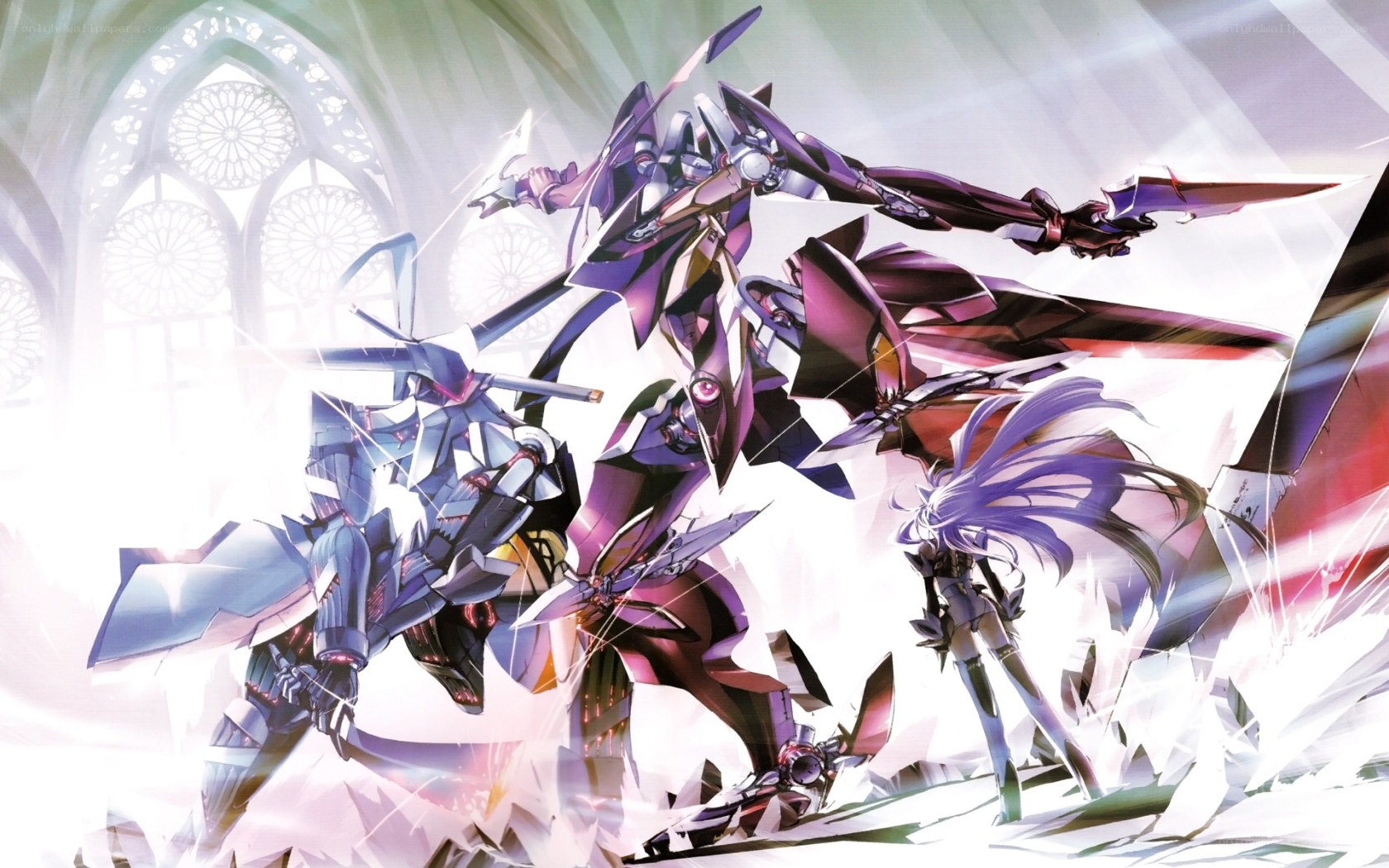 mecha battle in cathedral