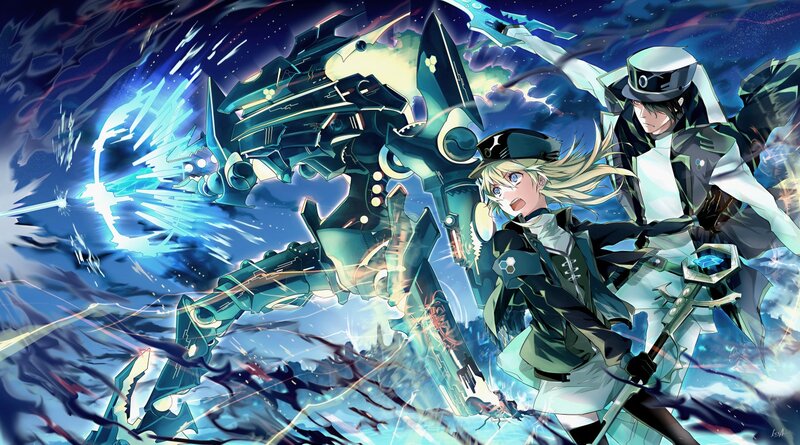 mecha battle with anime characters