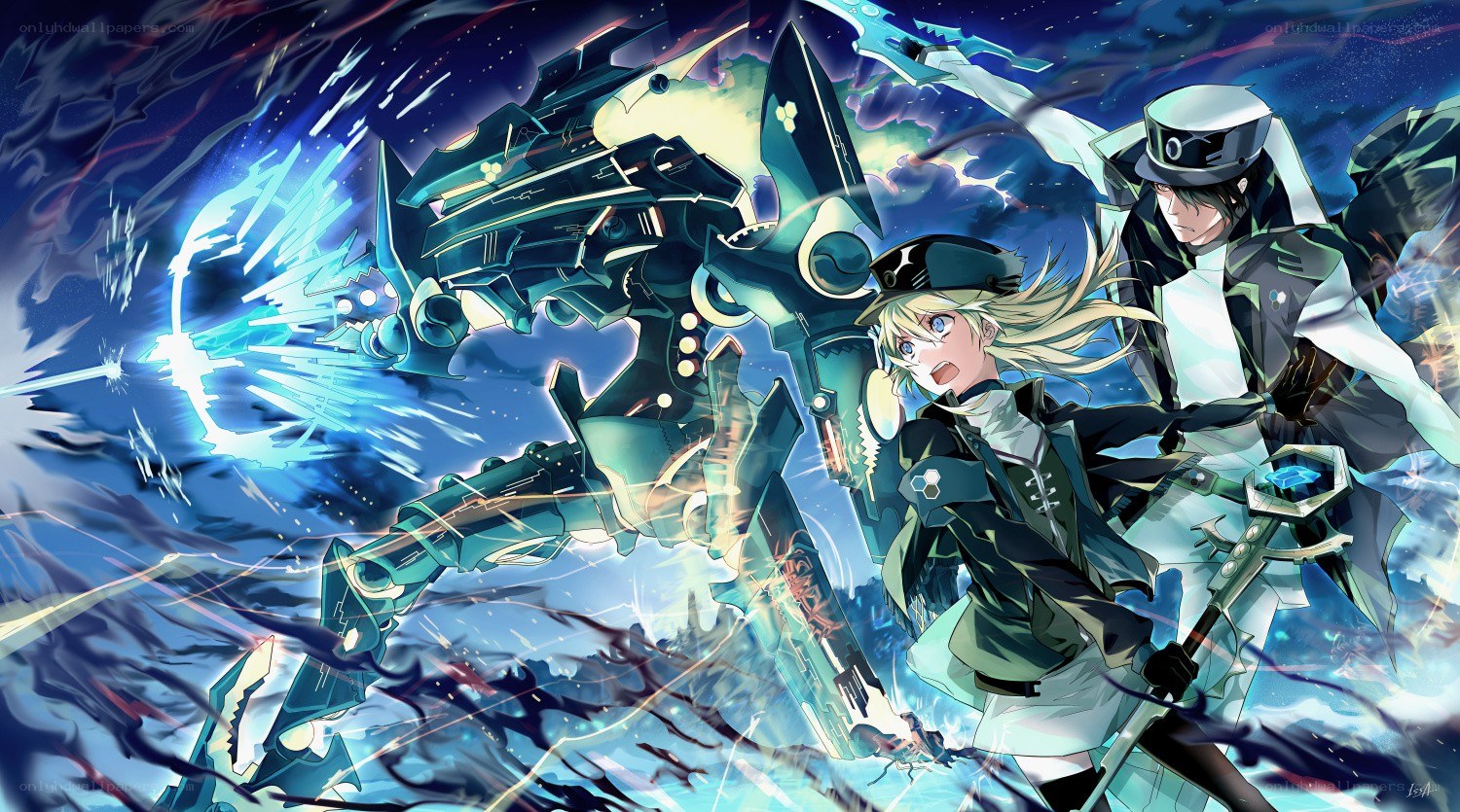mecha battle with anime characters