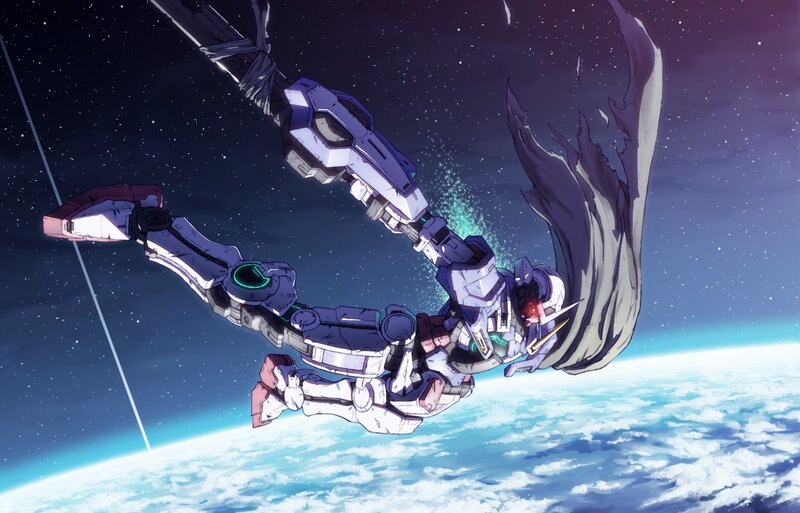 mecha falling from space
