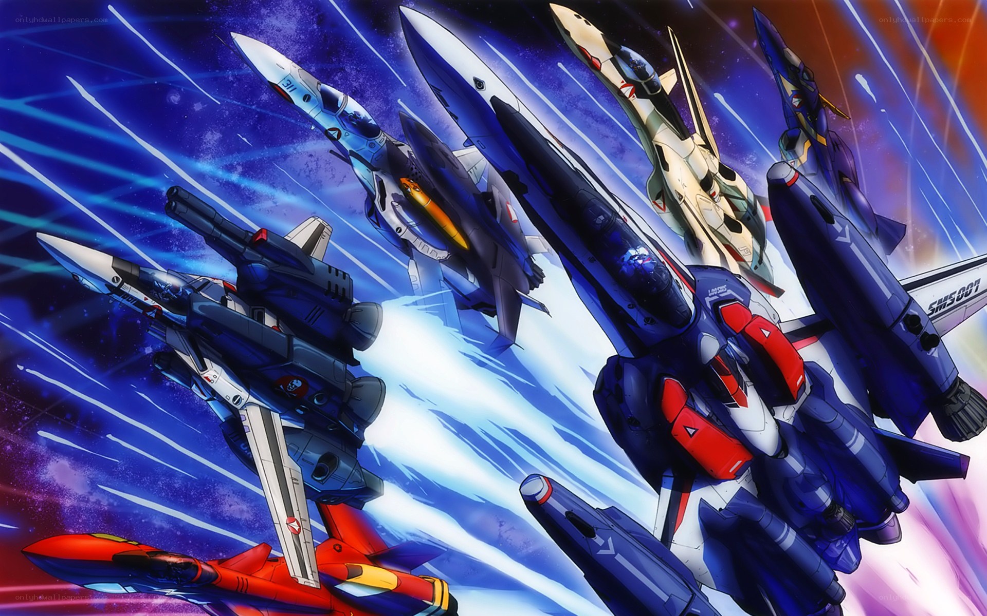 mecha fighters in space