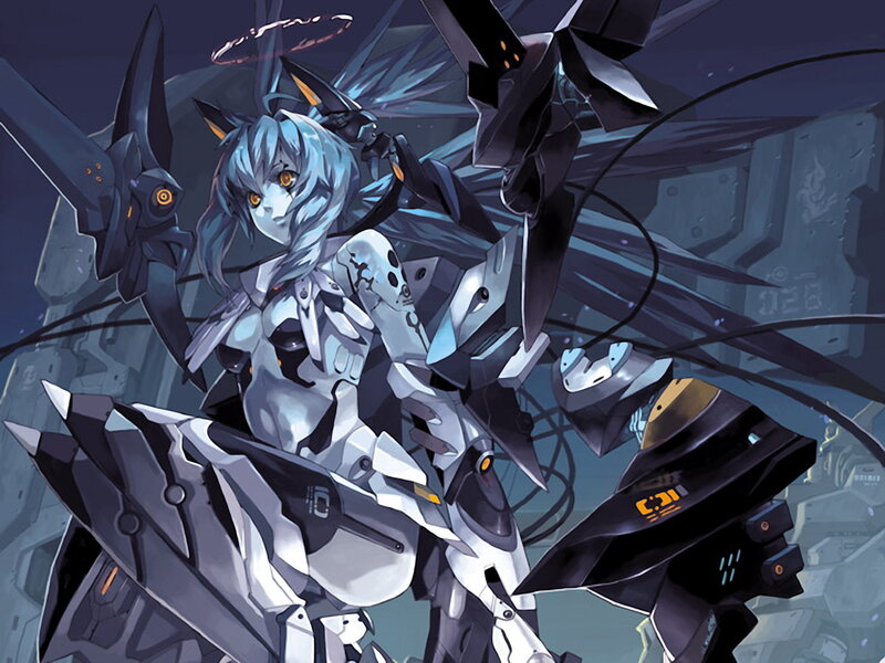 mecha girl with angelic halo