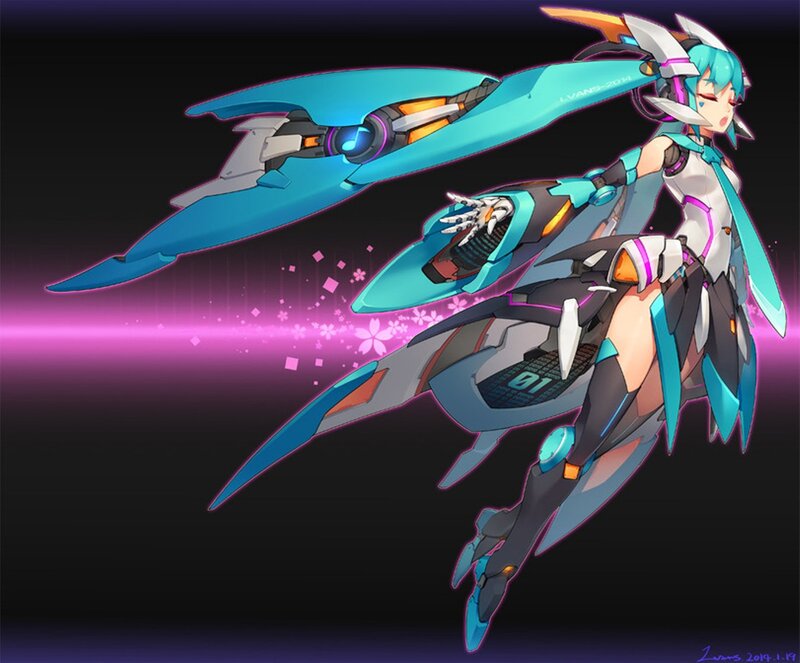 Mecha Girl with Blue Hair