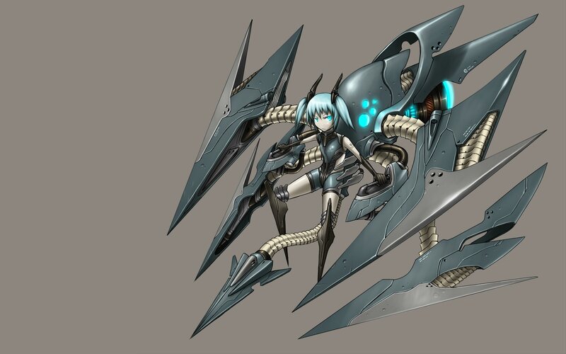 mecha girl with cybernetic wings