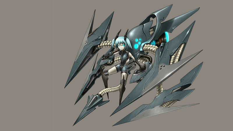 mecha girl with cybernetic wings