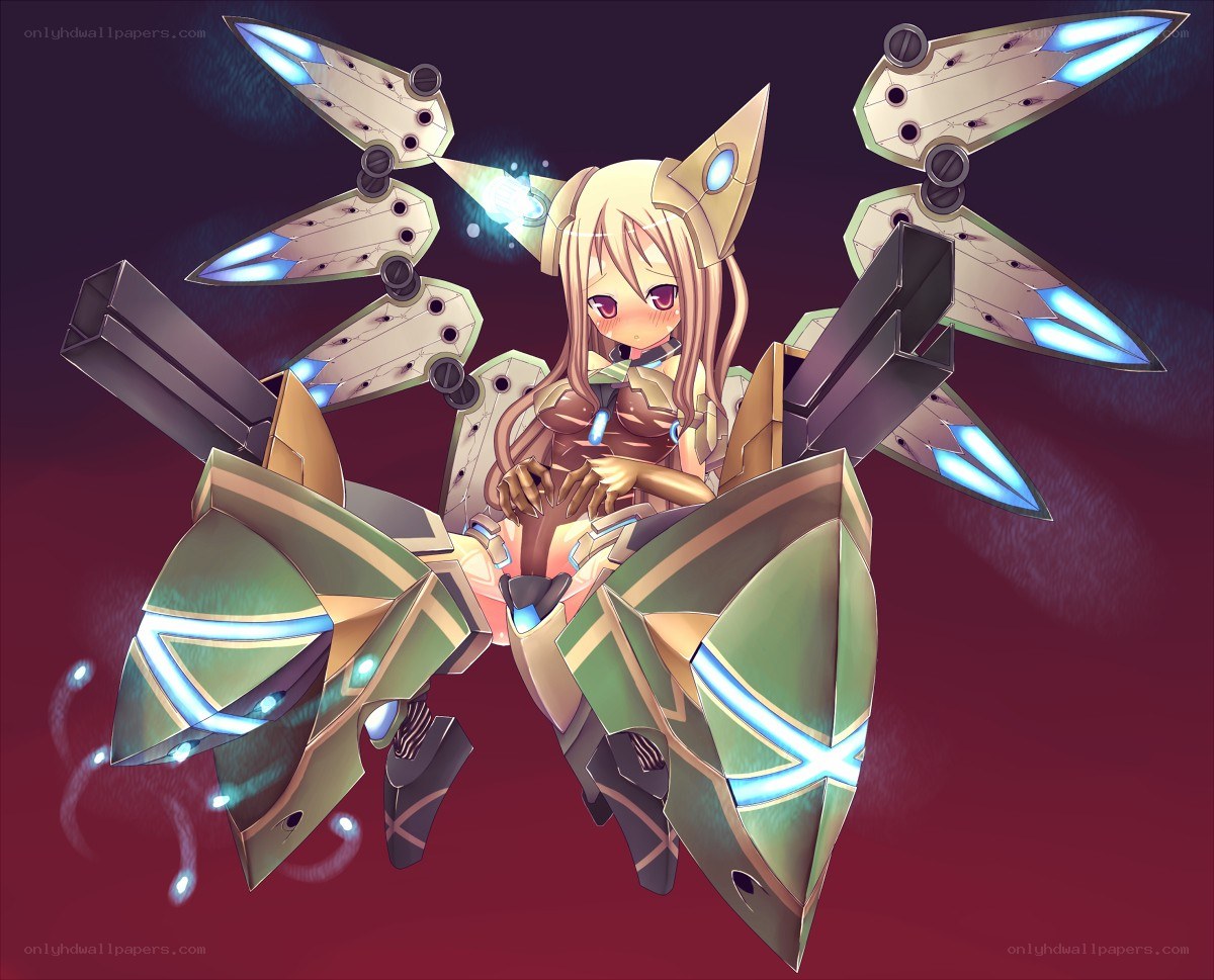 mecha girl with glowing weapons