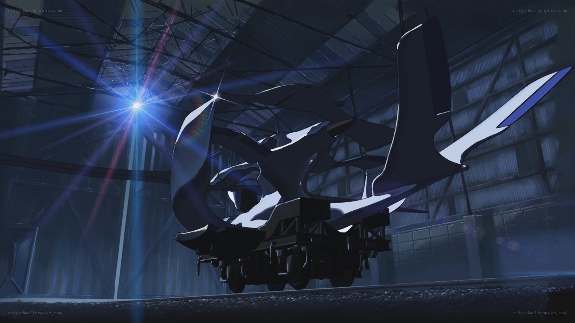 mecha in a hangar