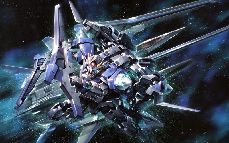 Mecha in Space — Blue, Dramatic, Digital Art