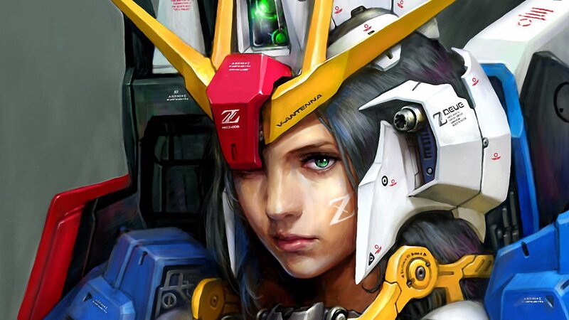 mecha pilot with green eyes