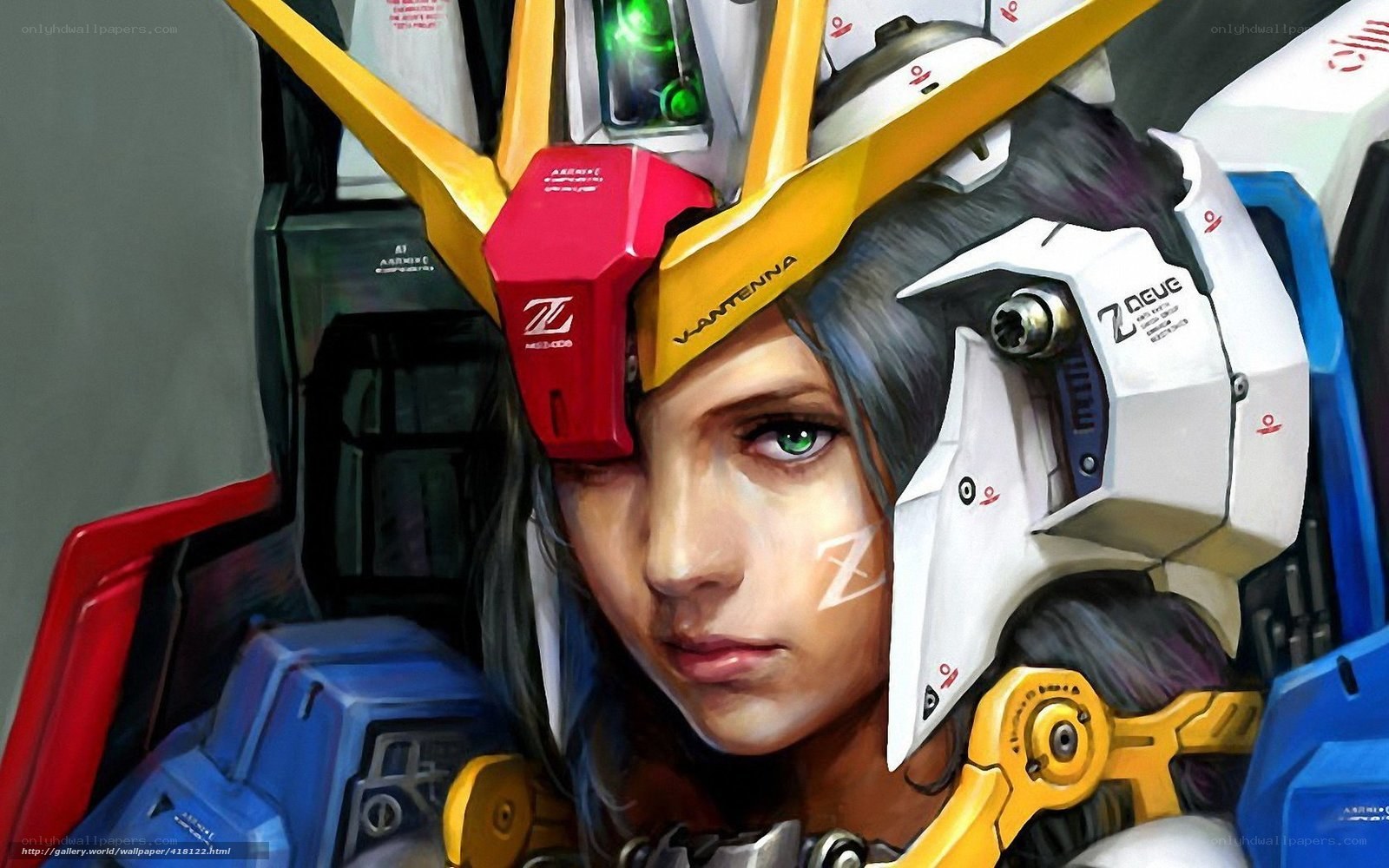 mecha pilot with green eyes