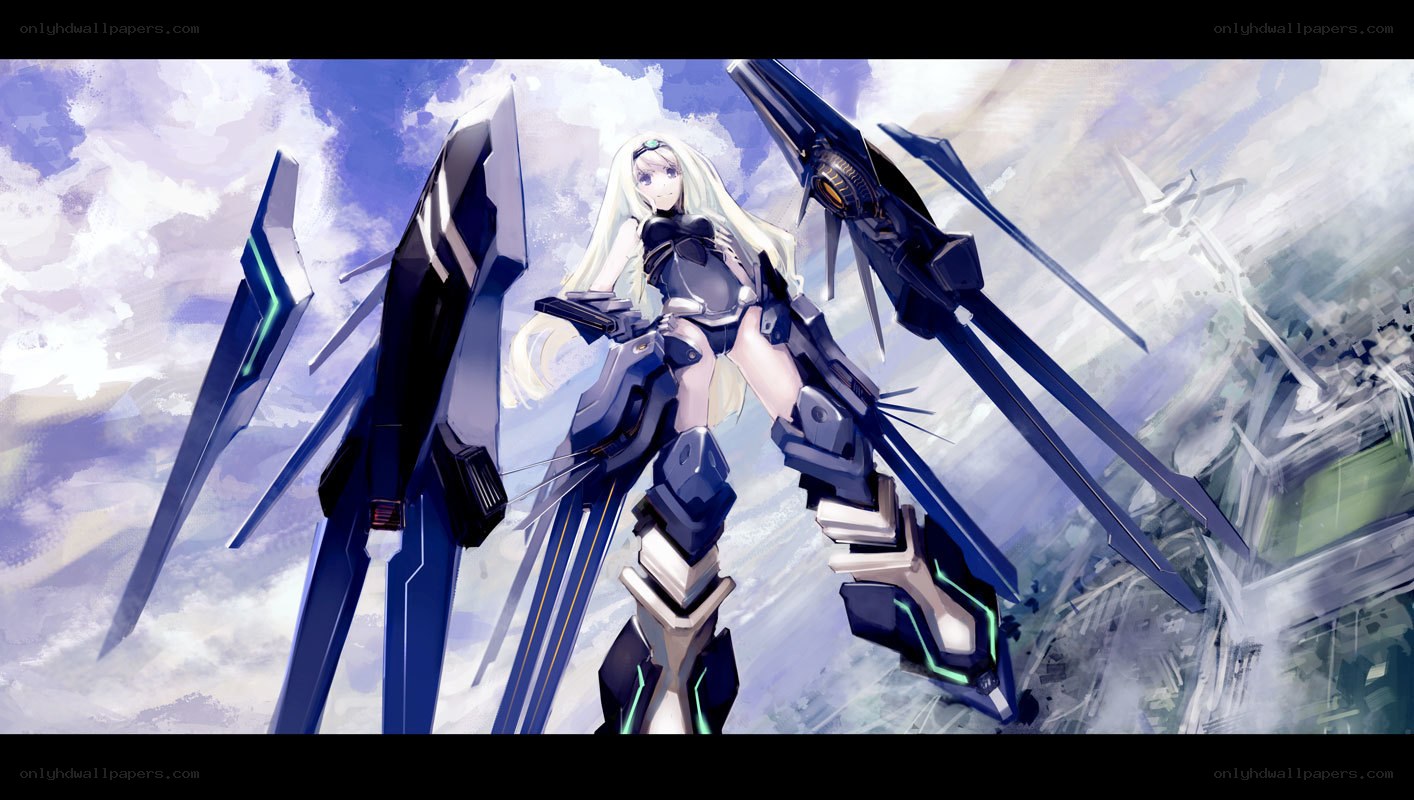 mecha pilot with long white hair