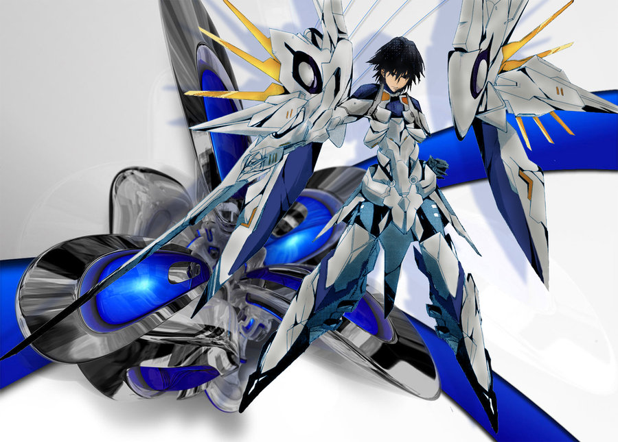 mecha pilot with robotic wings
