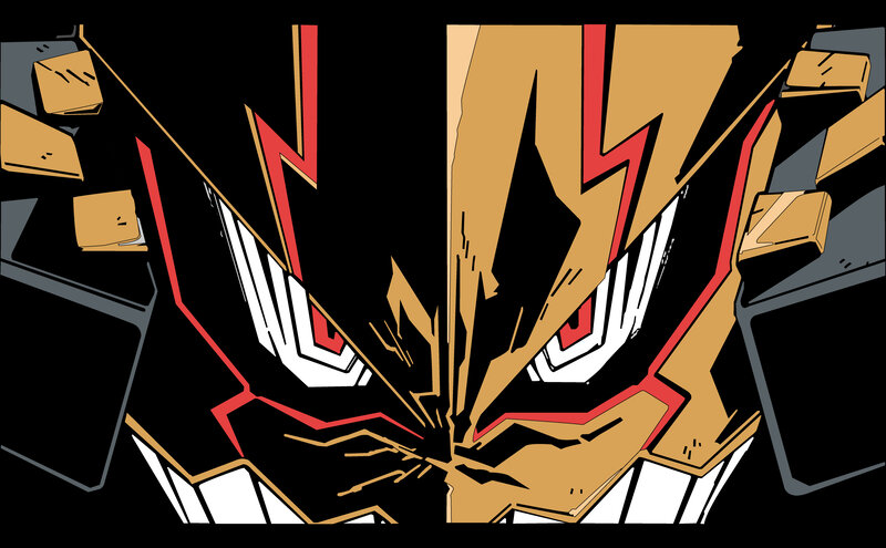mecha robot face close-up
