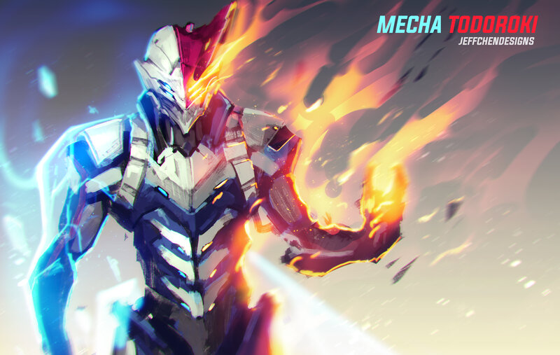 Mecha Robot in Flames — Orange, Dramatic