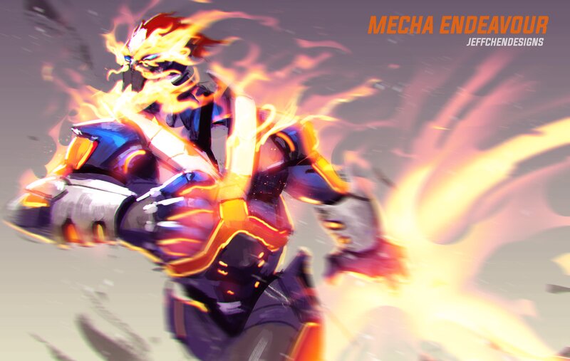 Mecha Robot in Flames — Orange