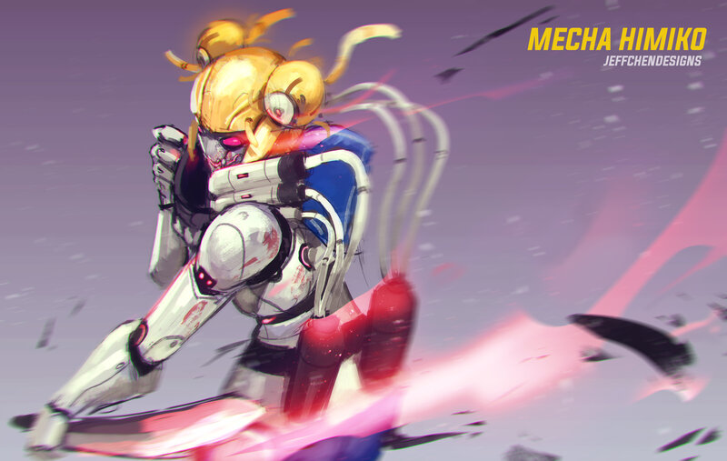 Mecha Robot in Motion — Purple