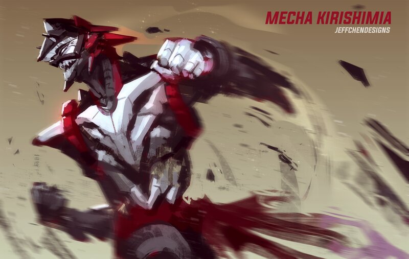 Mecha Robot in Motion — Red