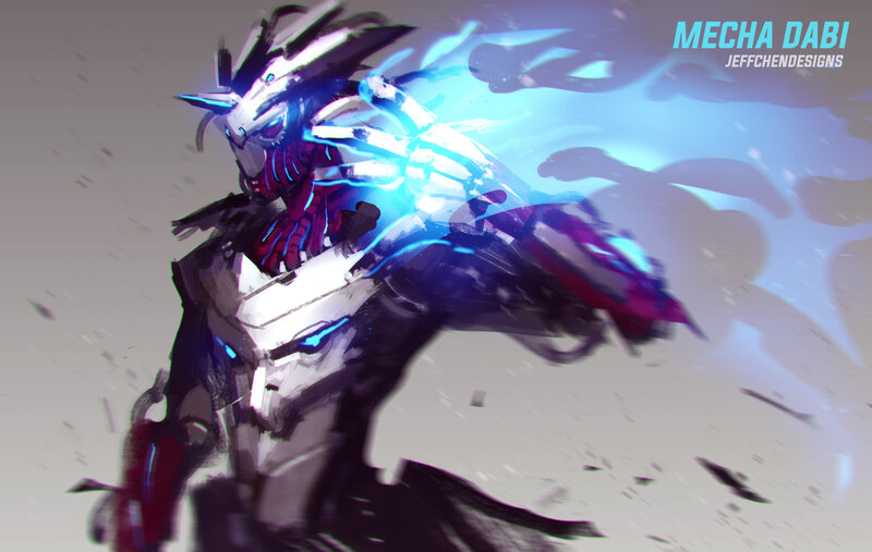 Mecha Robot in Motion — White