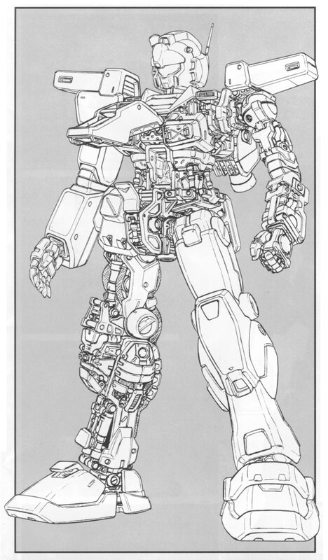 mecha robot line art