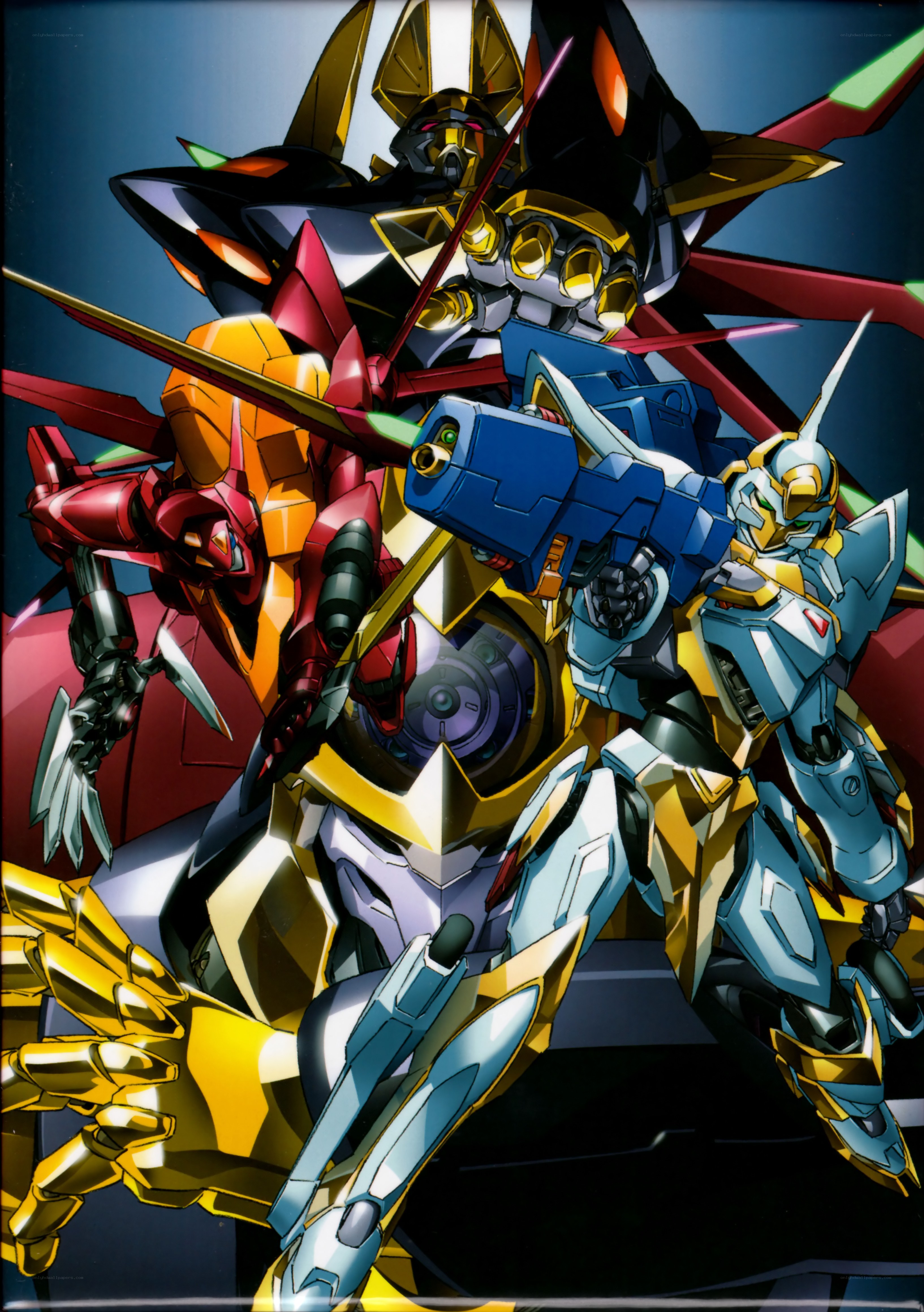 mecha robots in combat formation