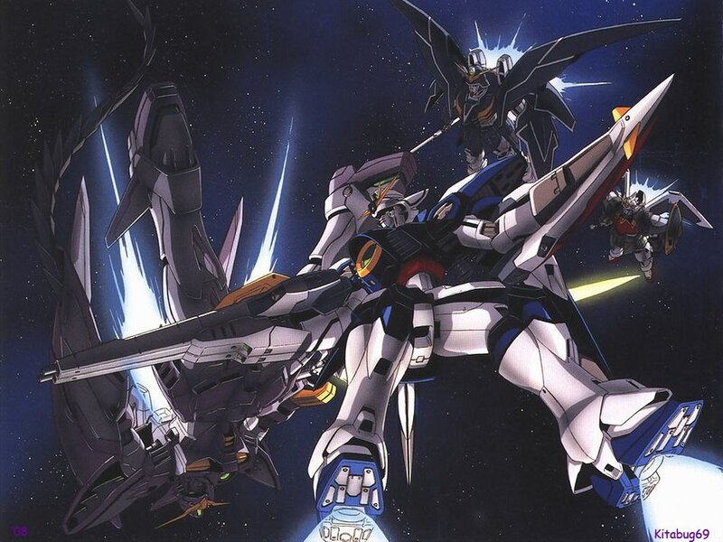 Mecha Robots in Space — Blue, Dramatic, Night, Anime, Weapons