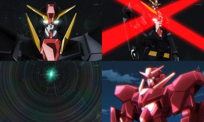 Mecha Robots in Space — Red, Dramatic, Night, Anime