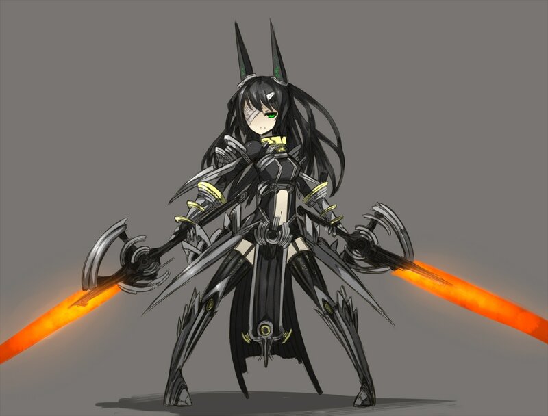 mecha warrior with dual blades