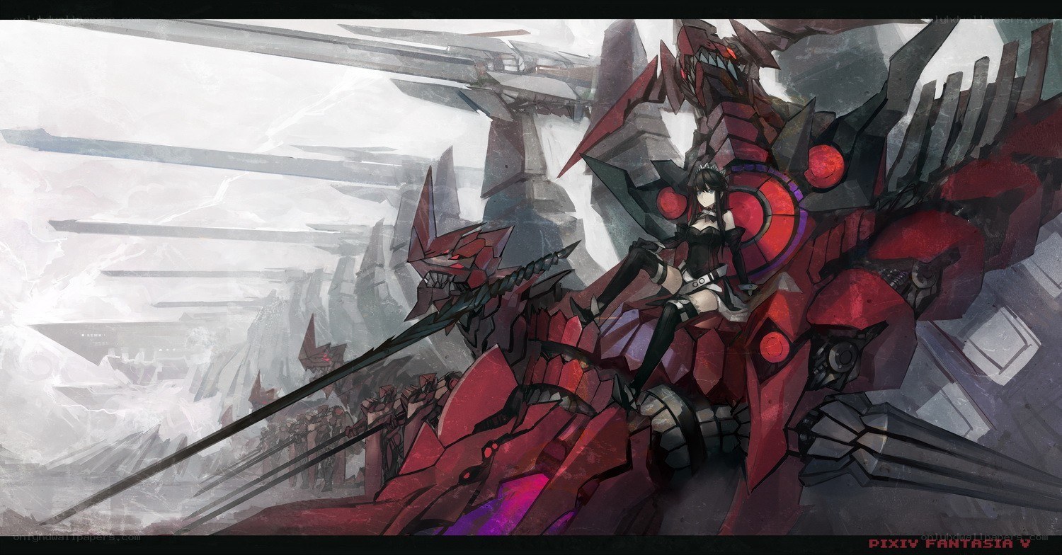 mecha warrior with red armor