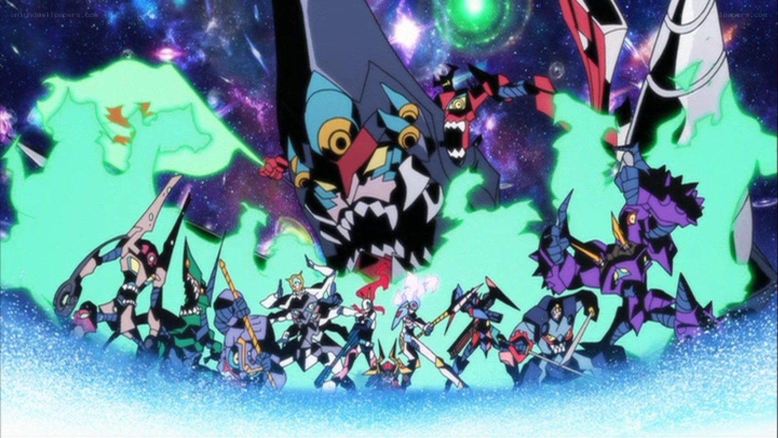 mecha warriors in space battle