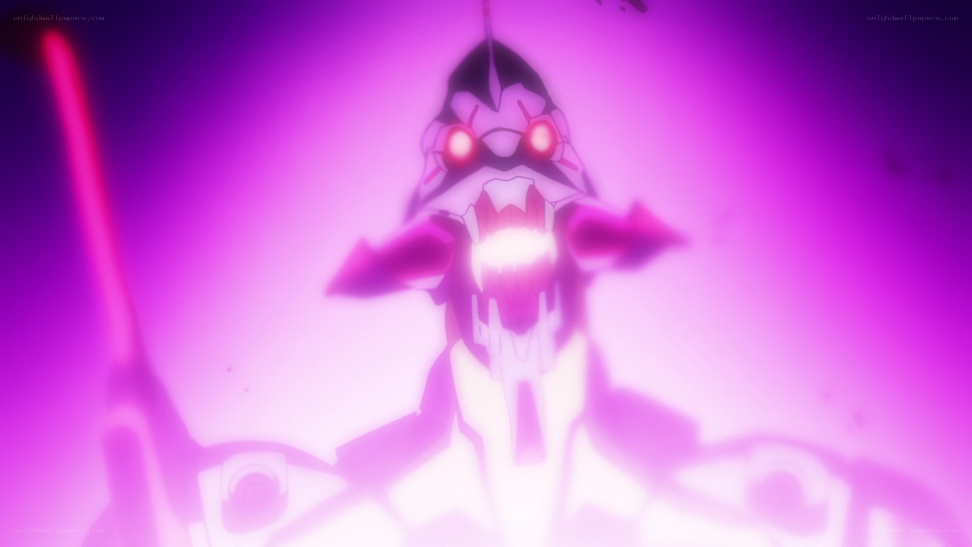 mecha with glowing eyes