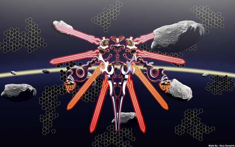Mecha with Glowing Swords — Red