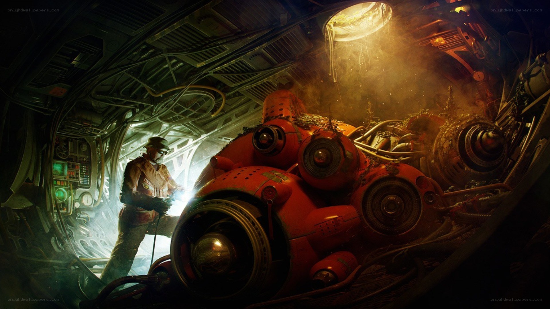 Mechanic in a spaceship