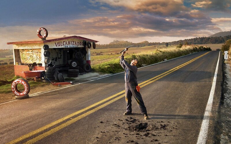 Mechanic on a rural road