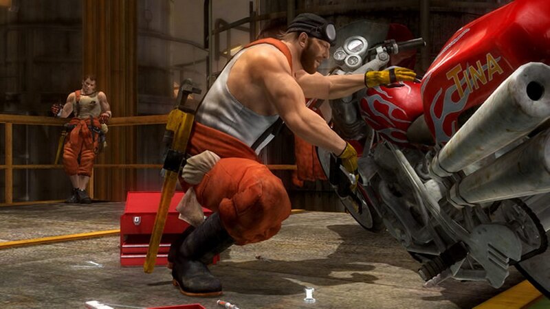 Mechanic working on a motorcycle