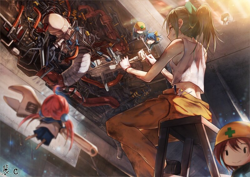 Mechanic Working on Engine