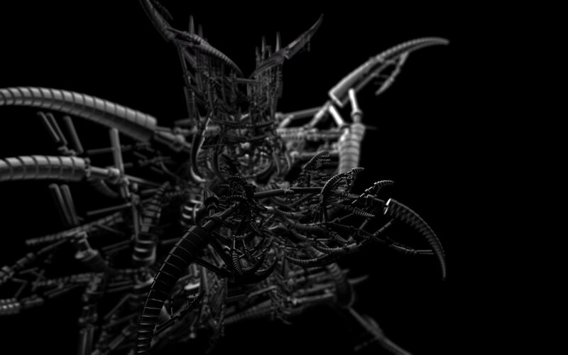 Mechanical Alien Creature — Black, Dark, 3d Render