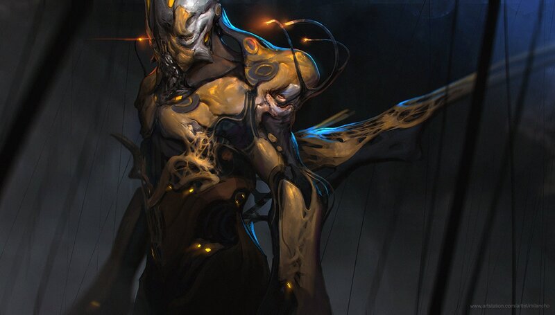 Mechanical Alien Creature — Black, Dramatic, Night