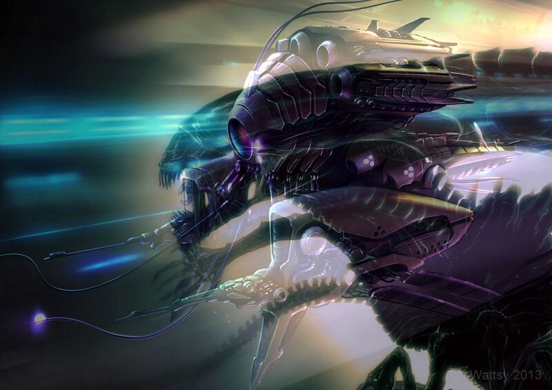 Mechanical Alien Creature — Purple