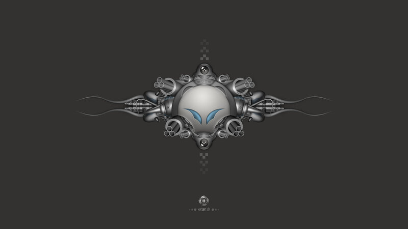 Mechanical Alien Head — Gray, Dark