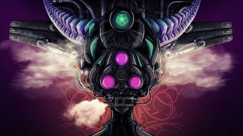 Mechanical Alien Head — Purple