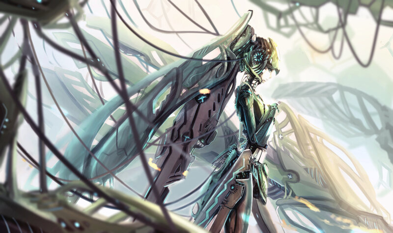 Mechanical Angel Figure — Green