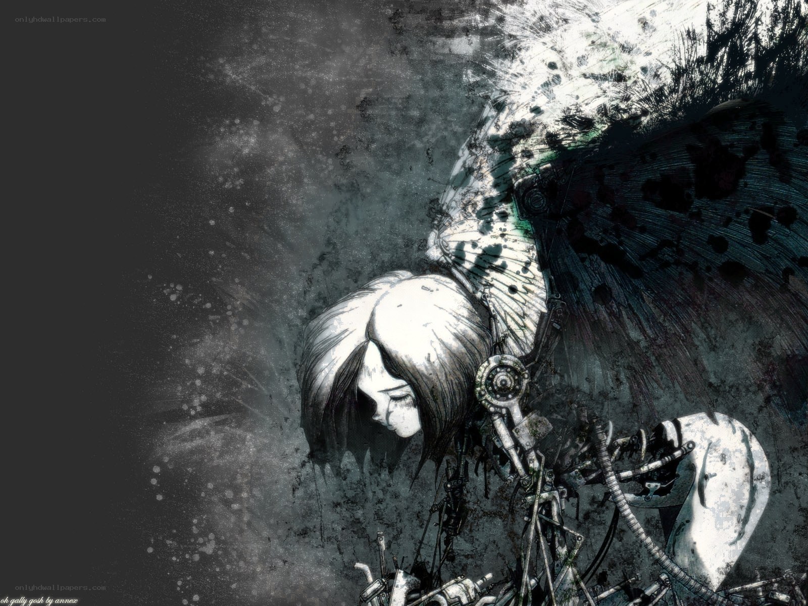 mechanical angel with broken wings