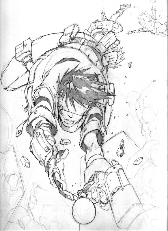 mechanical arm action sketch