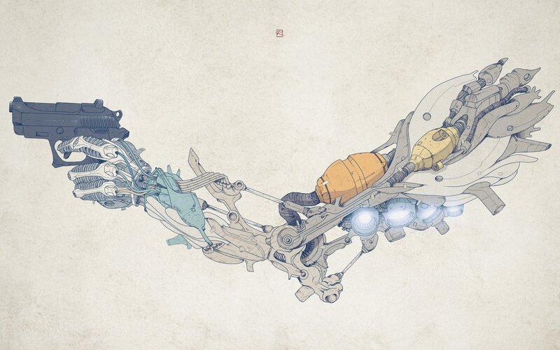 Mechanical Arm with Gun — Gray